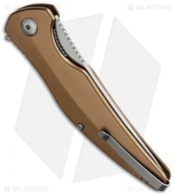 Brous Blades Sniper Flipper Liner Lock Knife Brown Aluminum (3.75" Satin) -Brous Blades Shop brous blades sniper brown satin side cm