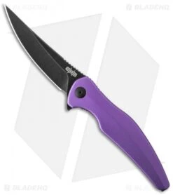 Brous Blades Sniper Flipper Liner Lock Knife Purple Aluminum (3.75" Acid SW)