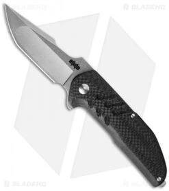 Brous Blades Turpin Strife Flipper Knife Carbon Fiber (3.75" Stonewash)
