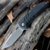 Brous Blades Strife Folder Stonewash Finish D2 Tool Steel, Black Carbon Fiber Handles